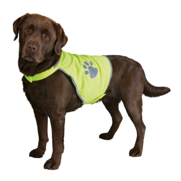 Sikkerhedsvest til hunde. Neongul og Polyesterstof.