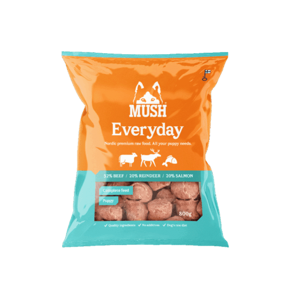 MUSH Everyday Puppy Ice Blue med Okse, Rensdyr & Laks