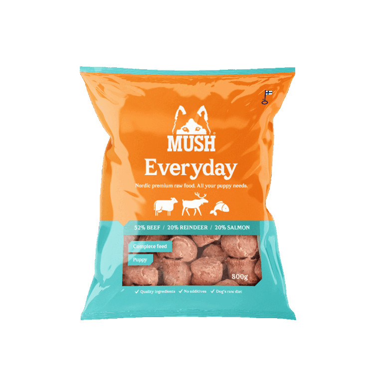 MUSH Everyday Puppy Ice Blue med Okse, Rensdyr & Laks