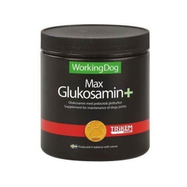 Sort bøtte med glukosamin