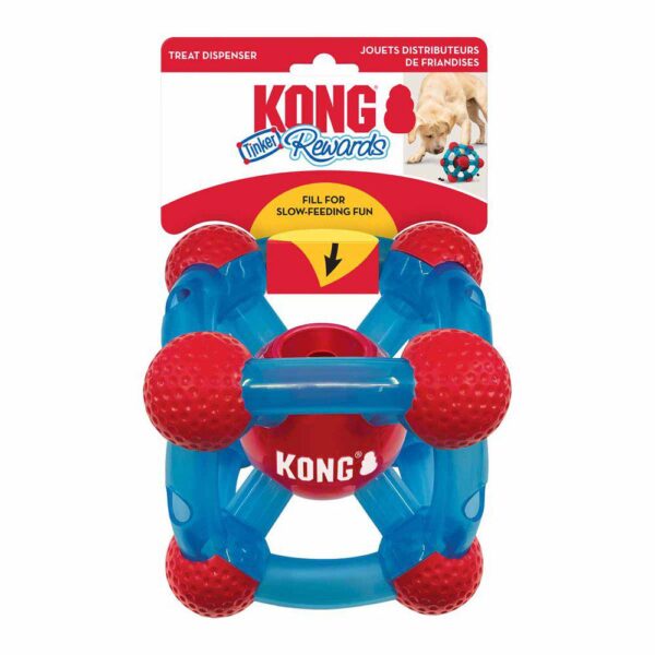 Aktivering legetøj til godbidder i rød og blå fra KONG