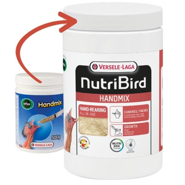 Nutribird i hvid bøtte med rødt logo