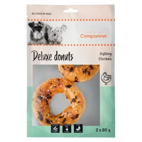 Companion Delux Chicken Donuts pakke med 2 donuts i en grøn og hvid pakke