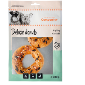 Companion Delux Chicken Donuts pakke med 2 donuts i en grøn og hvid pakke