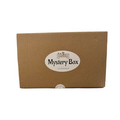Mysterybox til hunde i æske med logo på