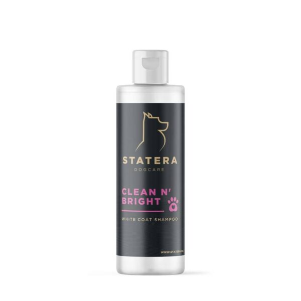 Statera Dogcare Clean n´Bright – White Coat Shampoo 250ml. i hvid flaske med logo