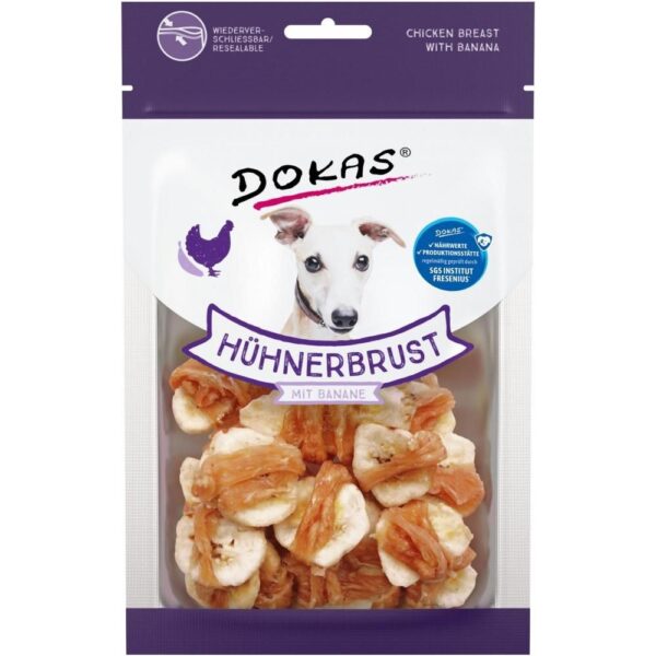 Dokas Tørret Kyllingebryst m. Banan 70g.