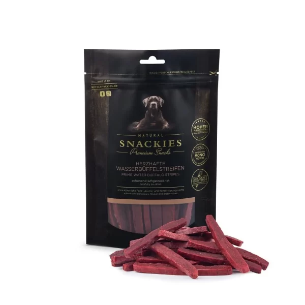 vandboeffel stripes fra snackies godbidder til hunde i sort pose 170g