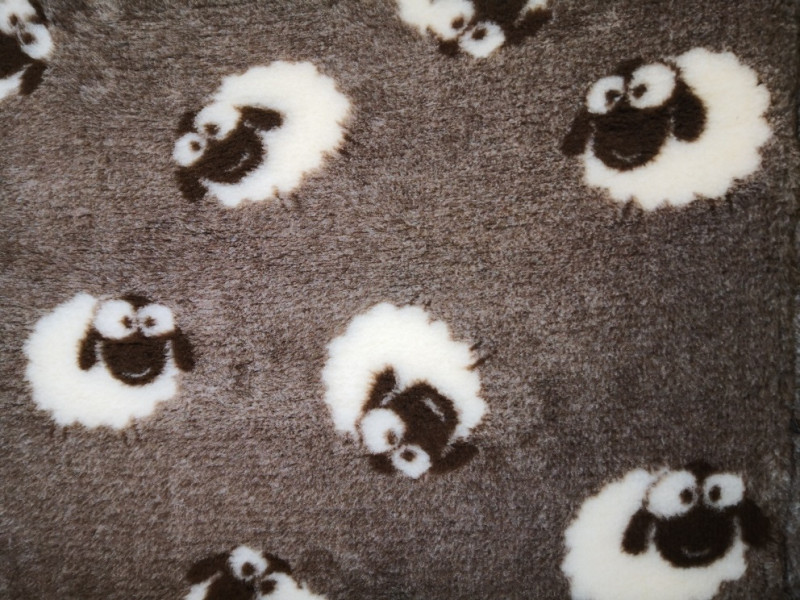 brunt vetbed med får til hunde