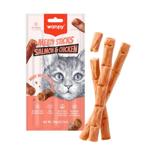Wanpy Cat Meaty Sticks Salmon & Chicken 3x6g